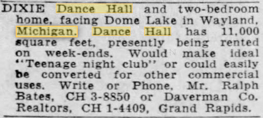 Dixie Dance Hall - Dec 1961 Ad